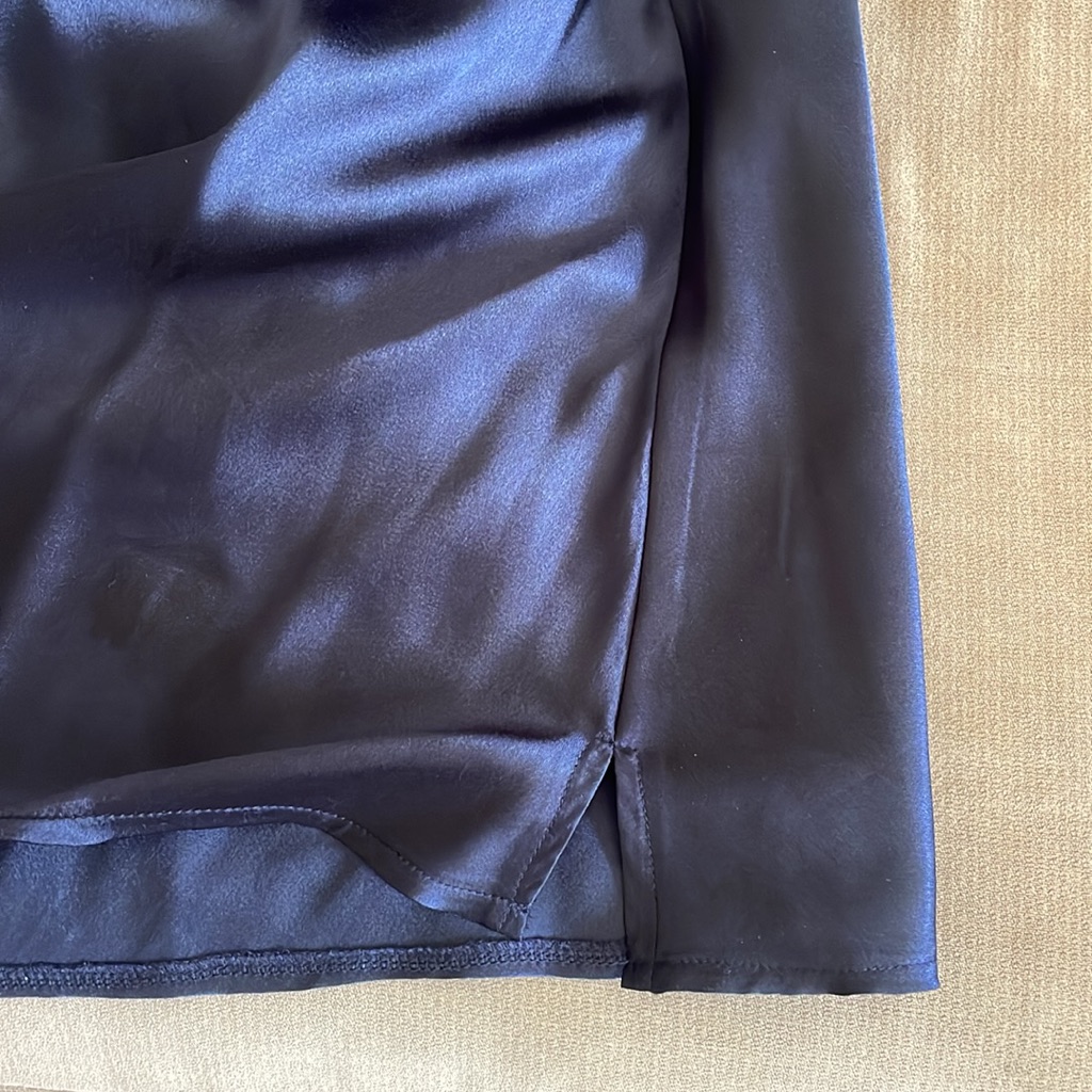 Pink Soda Boutique Navy Silky Satin Navy Slip Dress - Sz Small — image 4 of 8